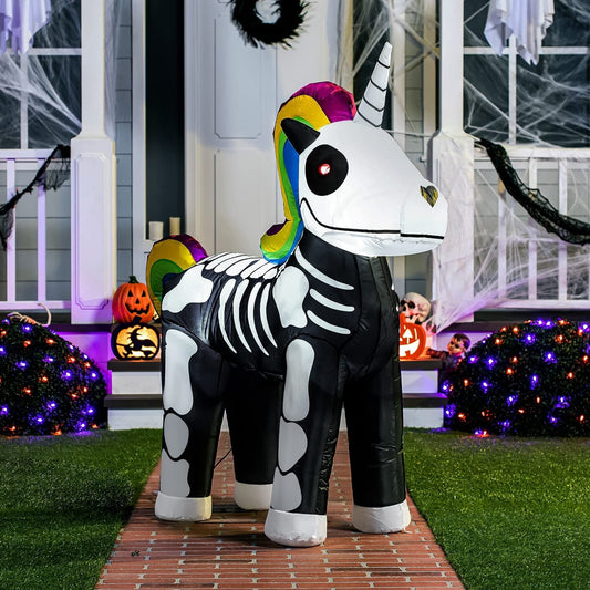 Halloween Tall Standing Skeleton Unicorn Inflatable