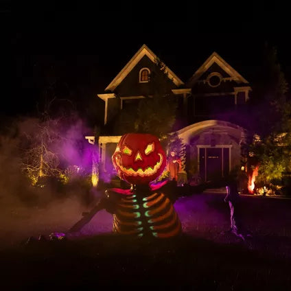 New! 5ft Pumpkin Skeleton Black Light Reactive Ground Breaker