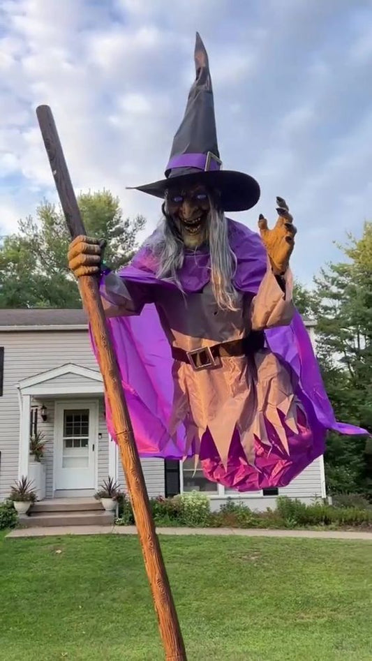 💝Lowest Price✨12 ft. Giant Sized Animated LED Hovering Witch