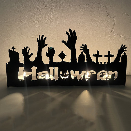 🎃Early Bird Price -  NEW Pumpkin and Skull Candle Holder Halloween Metal Art Decor