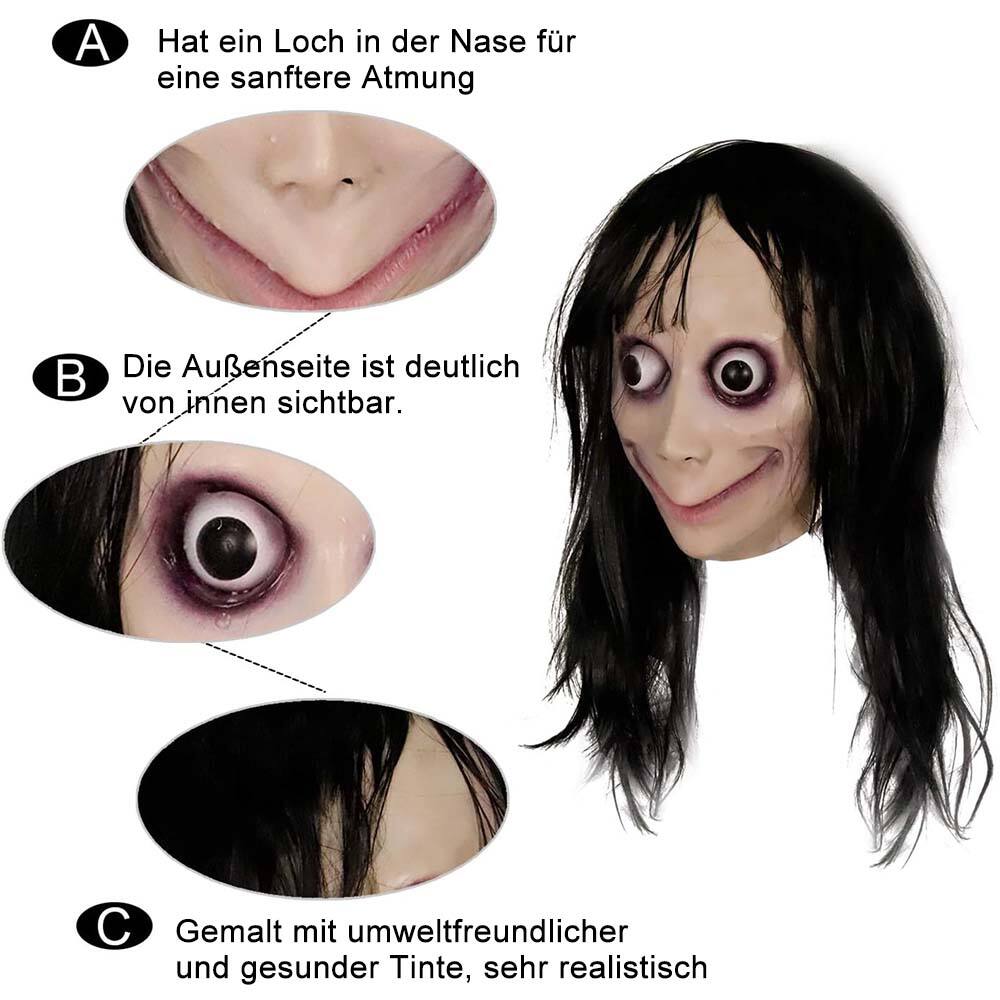 HiBienen 😱50 % RABATT👻Halloween Ghost Girl MOMO Horrormaske