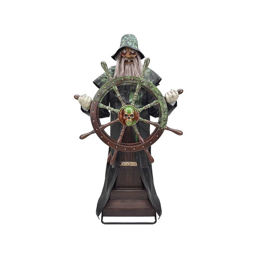 6-ft Haunted Harbor Talking LED Steering Captain Animatronic