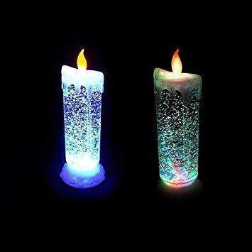 Color Changing Glitter LED Rotating Crystal Candle Light