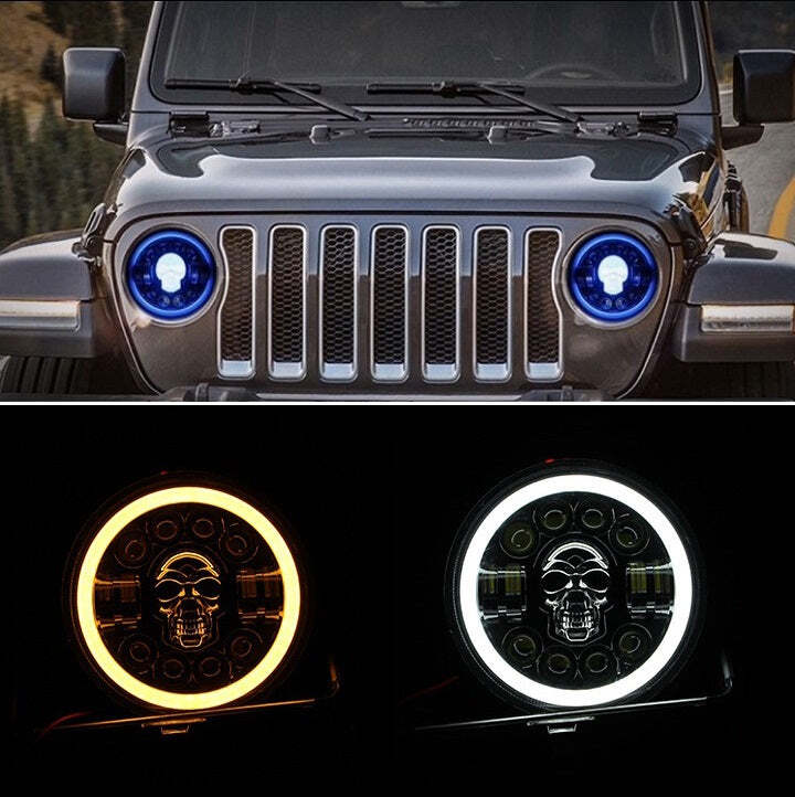 🔥FREE SHIPPING - 7 inch Skull LED Headlights