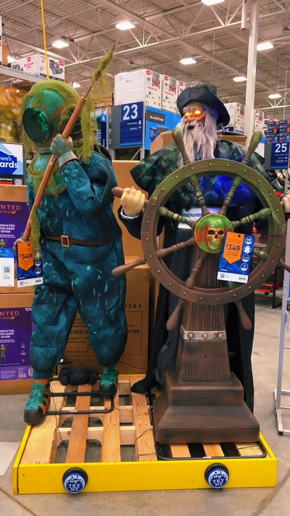 6-ft Haunted Harbor Talking LED Steering Captain Animatronic