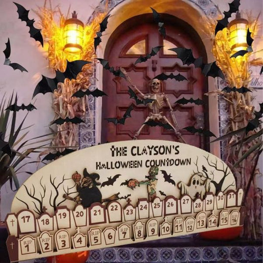 Wooden Halloween Advent Calendar with Countdown Mantel Decoration Reusable Holiday Decoration