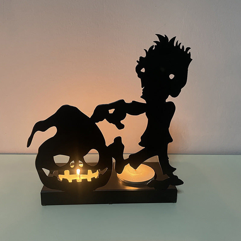 🎃Early Bird Price -  NEW Pumpkin and Skull Candle Holder Halloween Metal Art Decor