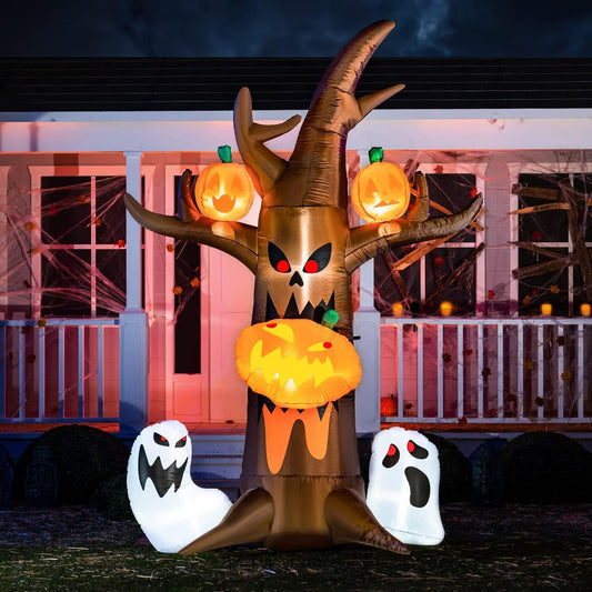 Scary Tree Bites Pumpkin