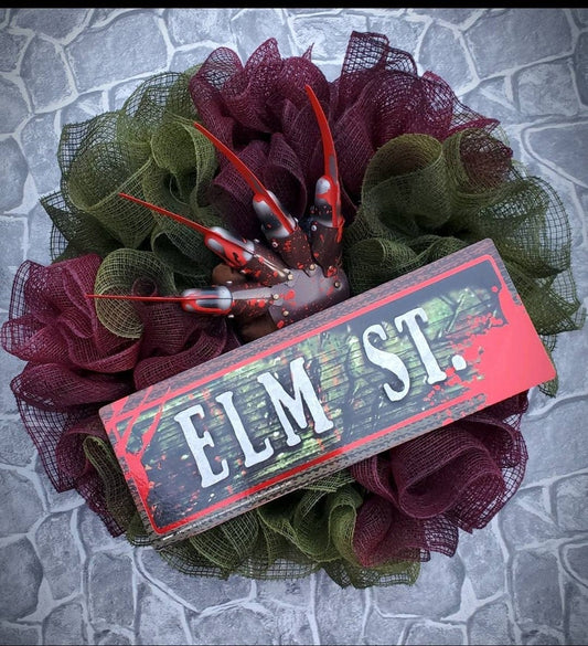 Freddy krueger wreath,Halloween wreath,horror movie decor,halloween wreath for front door,nightmare on elm street,Freddy wreath