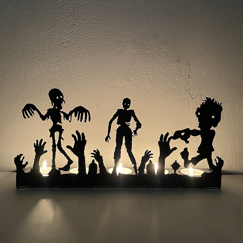 🎃Early Bird Price -  NEW Pumpkin and Skull Candle Holder Halloween Metal Art Decor