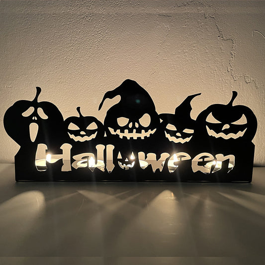 🎃Early Bird Price -  NEW Pumpkin and Skull Candle Holder Halloween Metal Art Decor