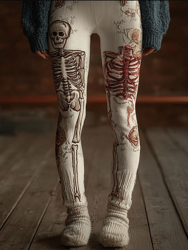 Women's Halloween Anatomy Art And White Ancient Pants