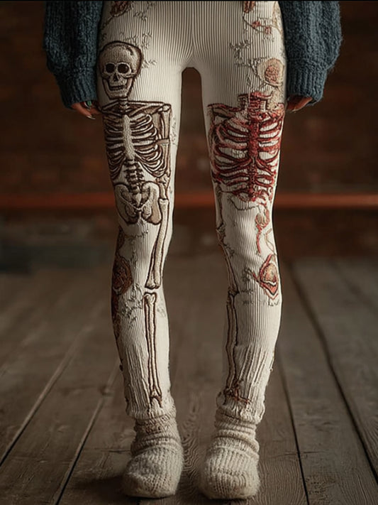 Women's Halloween Anatomy Art And White Ancient Pants