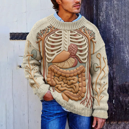 Classic Halloween Anatomy Art Chunky Knitted Sweater