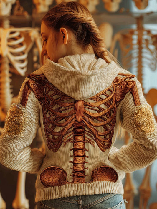 Vintage Halloween Human Anatomy Art Realistic Hooded Sweater