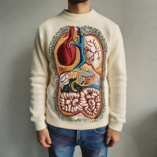 Men's Classic Halloween Anatomy Art Knit Pullover Sweater