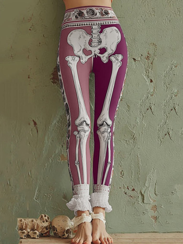 Women's Vintage Skeleton Art Cozy Leggings