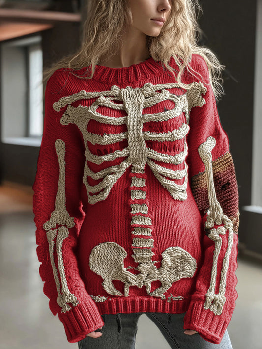 Vintage Halloween Anatomy Art Chunky Knitted Sweater