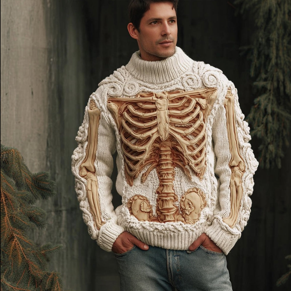 Men's Anatomy Art: Making Old White High Collar Sweater