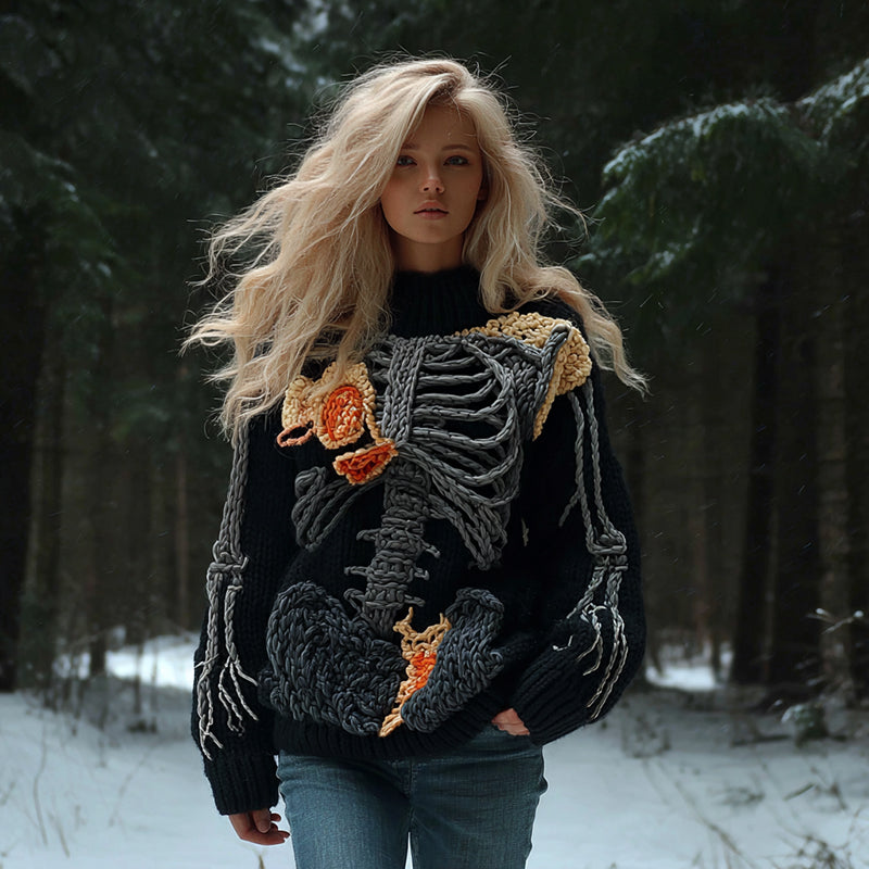 Women's Halloween Anatomy Art Turtleneck Sweater