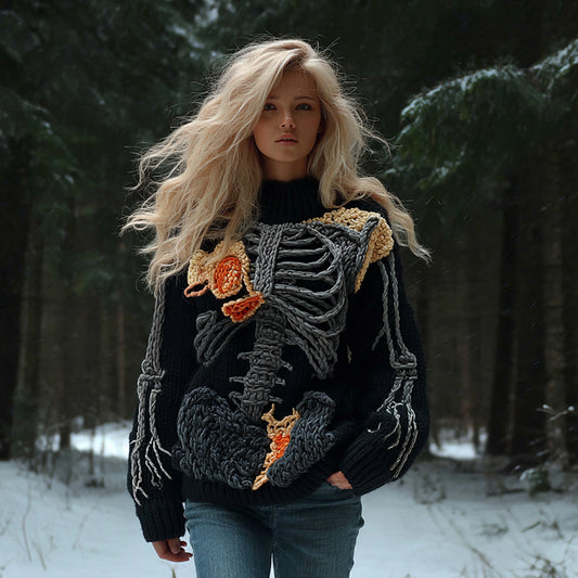Women's Halloween Anatomy Art Turtleneck Sweater
