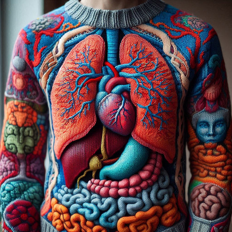 Retro Halloween Anatomy Art Chunky Knitted Sweater