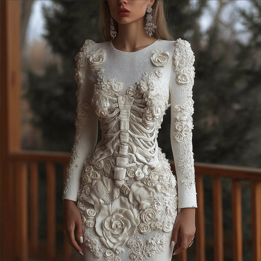 Bohemian Western Style Floral Green Leaf Vintage Embroidery V-neck Short Sleeve Long Dress