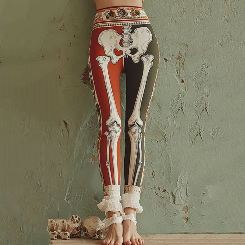 Women's Vintage Skeleton Art Cozy Leggings