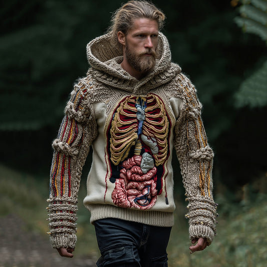 Classic  Halloween Anatomy Art Chunky Knitted Sweater
