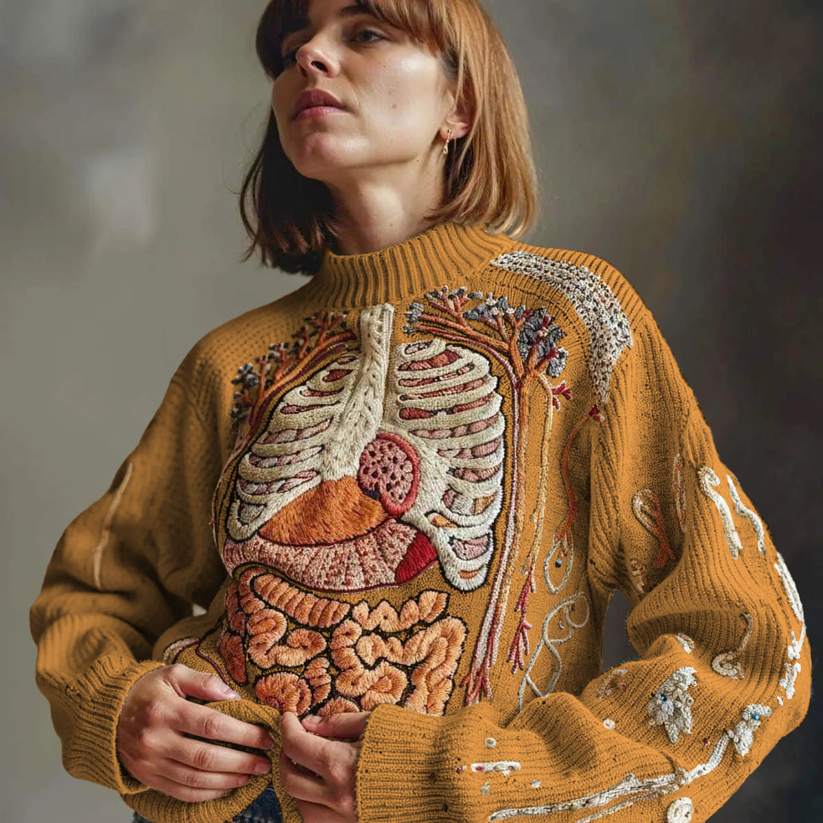 Classic Halloween Anatomy Art Chunky Knitted Sweater