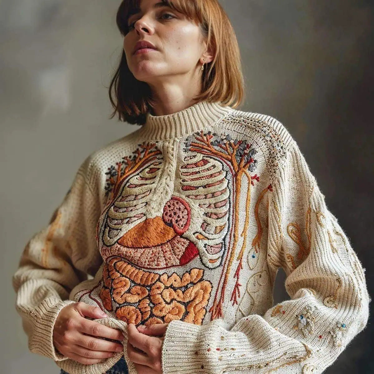Classic Halloween Anatomy Art Chunky Knitted Sweater