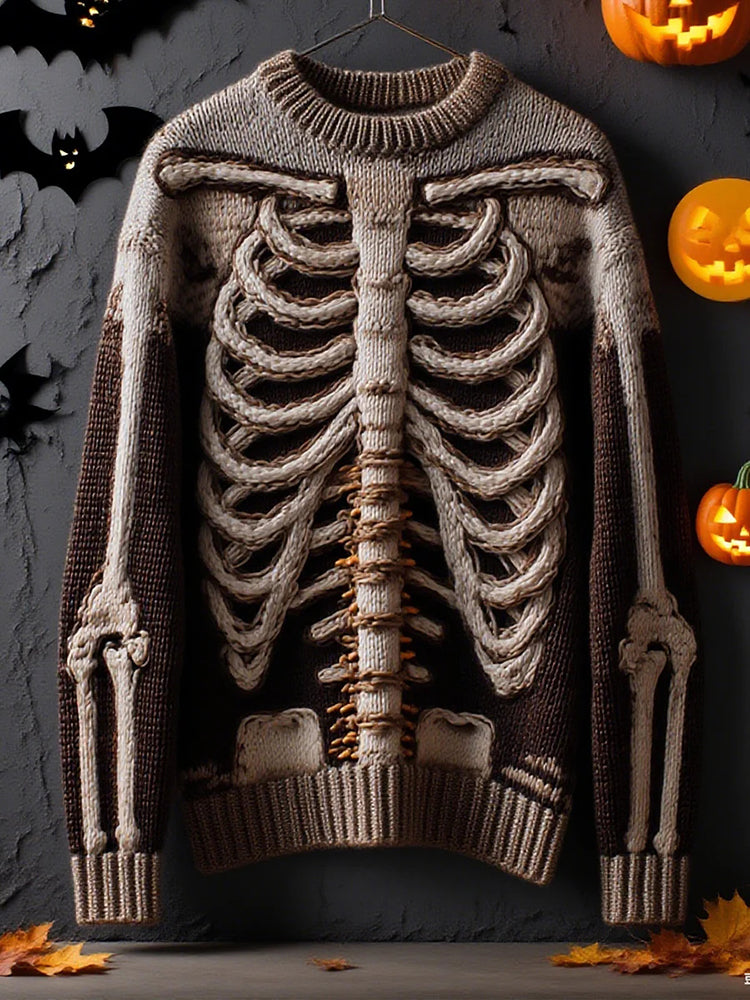 Men's Halloween Anatomy Art Vintage Cozy Knit Sweater