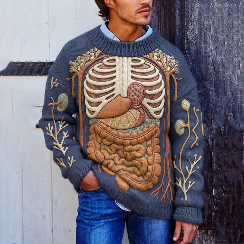 Classic Halloween Anatomy Art Chunky Knitted Sweater