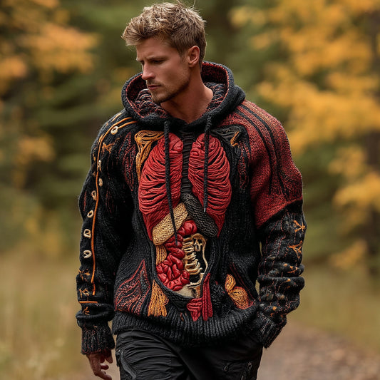 Classic  Halloween Anatomy Art Chunky Knitted Sweater