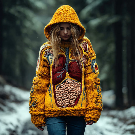 Women's Halloween Human Anatomy Knit Hooded Sweater