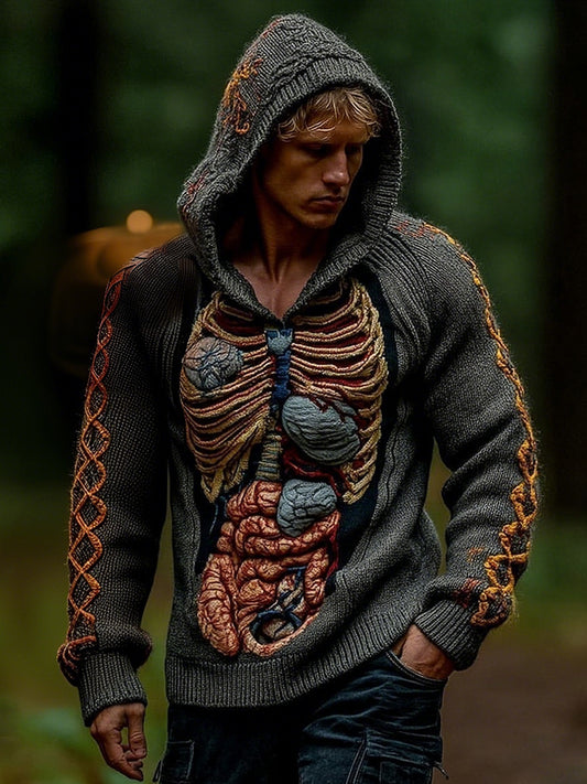 Classic  Halloween Anatomy Art Chunky Knitted Sweater