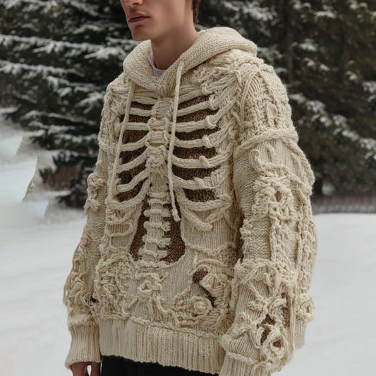 Man's Vintage Halloween Art Cozy Hooded Sweater
