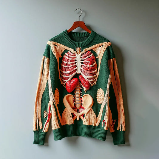 Vintage Halloween Anatomy Art Chunky Knitted Sweater