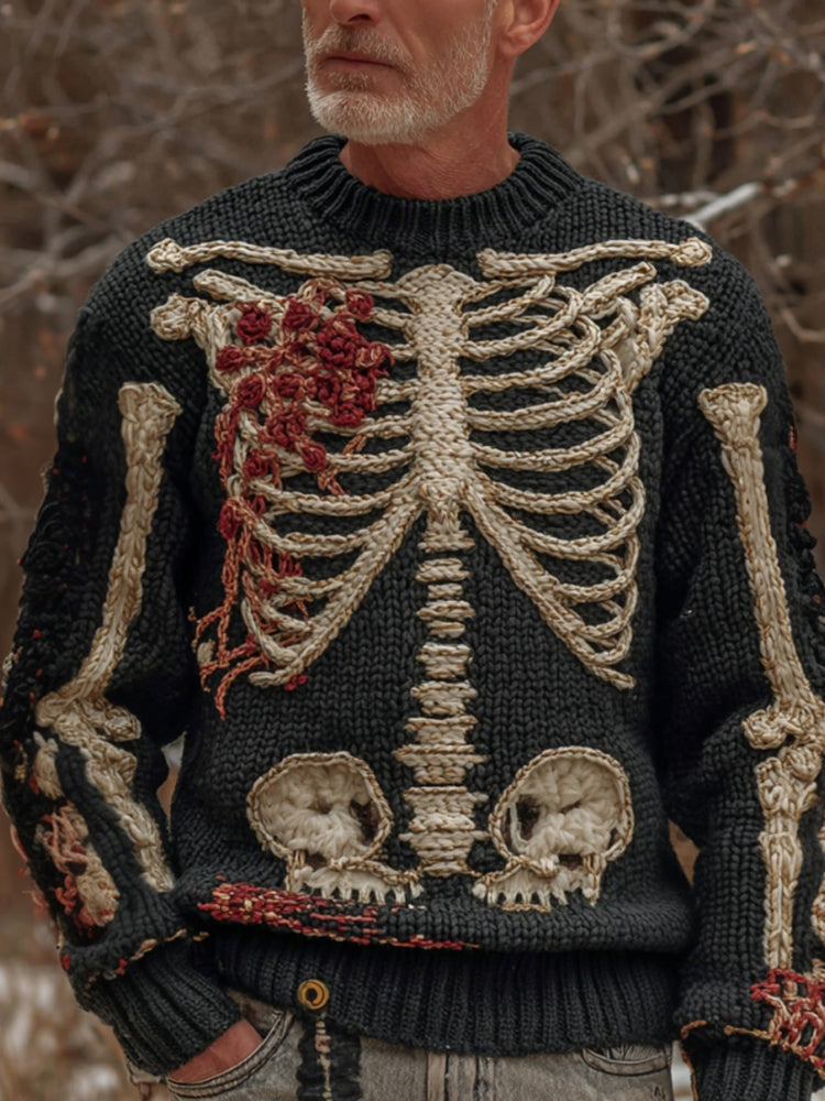 Halloween Skeleton Pattern Chunky Knitted Sweater