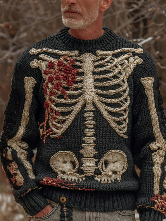 Halloween Skeleton Pattern Chunky Knitted Sweater