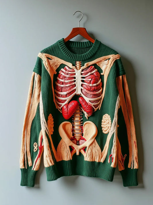 Vintage Halloween Anatomy Art Chunky Knitted Sweater