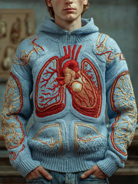Vintage Halloween Human Anatomy Art Realistic Retro Hooded Sweater